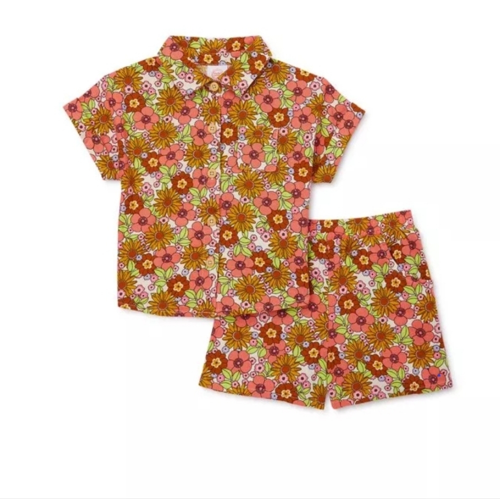 Toddler Girls’ Elevated Shirt and Shorts Set from Wonder Nation NWT 5T